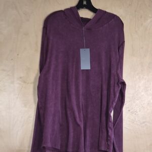 Mens  Long Sleeve Hoodie Top in Plum